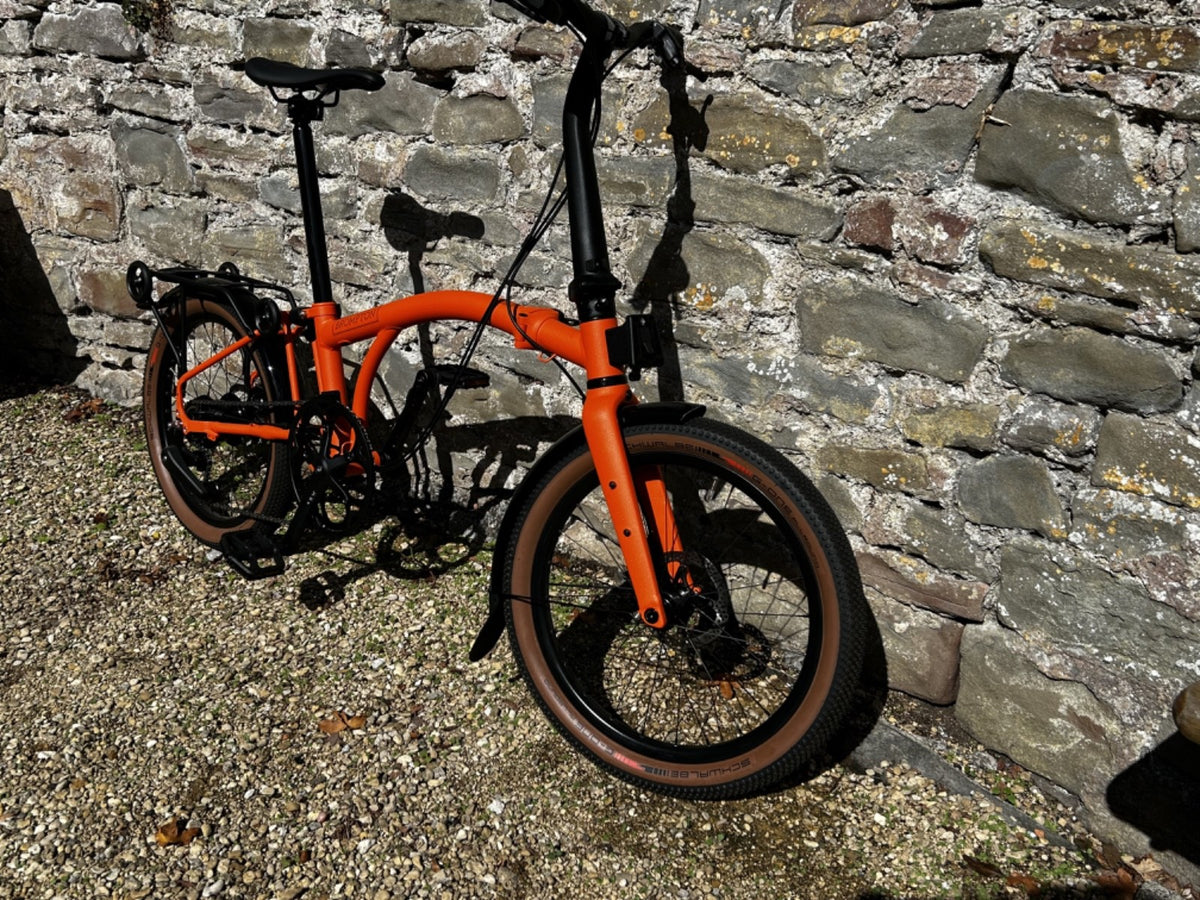 Brompton G Line with roller frame, 8 speed, size small, Adventure Orange