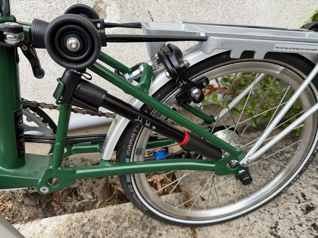 Brompton Folding Bike 16in Green/Silver w/ Front & Rear Lights Reflectors