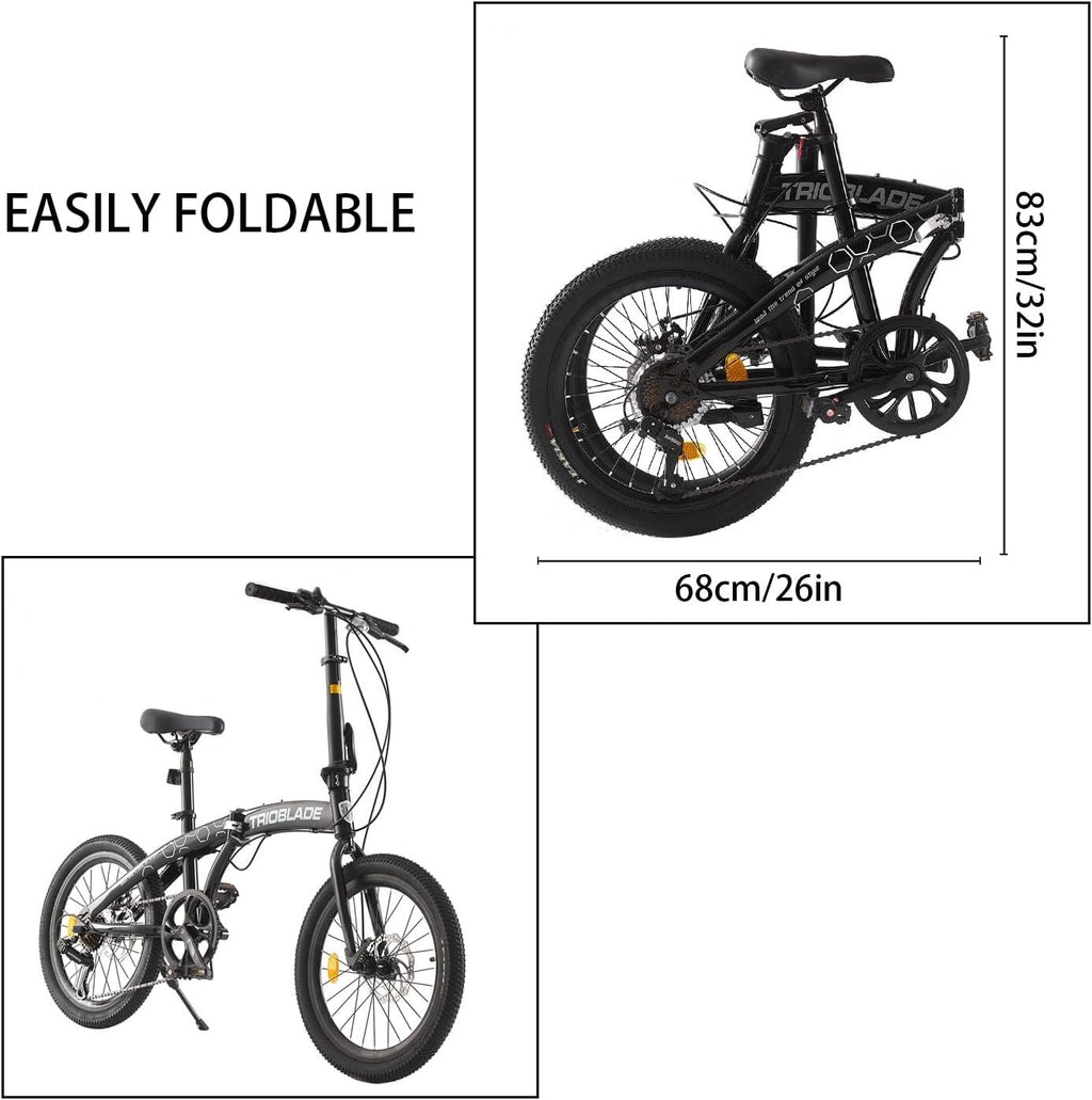 20” Folding Bike Lightweight Aluminum Frame 7-Speed Shimano Disc Brakes