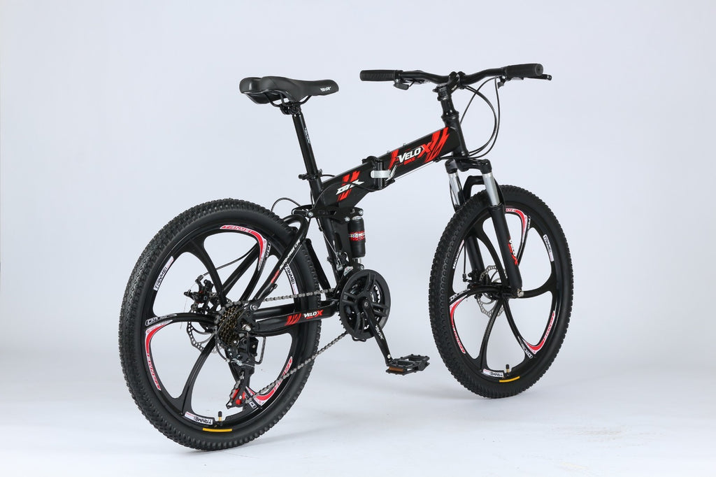 Folding Mountain Bike 26 Inch & 24", 21 Speed, Double Suspension, Alloy Wheel
