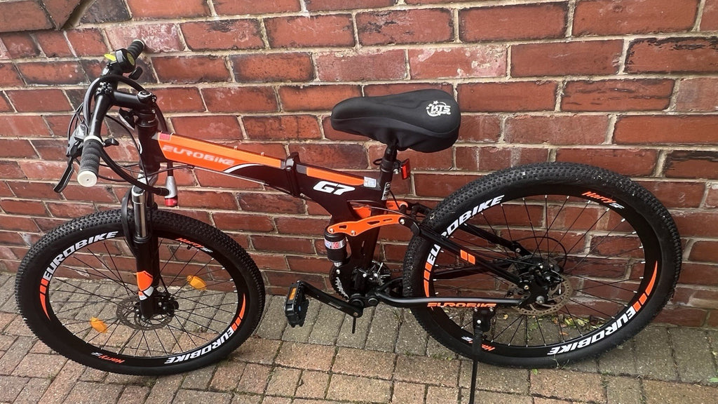 Folding Mountain Bike, Brand Eurobike * Number of Speeds 21 * 27.5 Inches Black