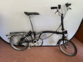 Brompton Folding Bike Black 6 Speed Gears Rear Carrier Bell Used Once M6R