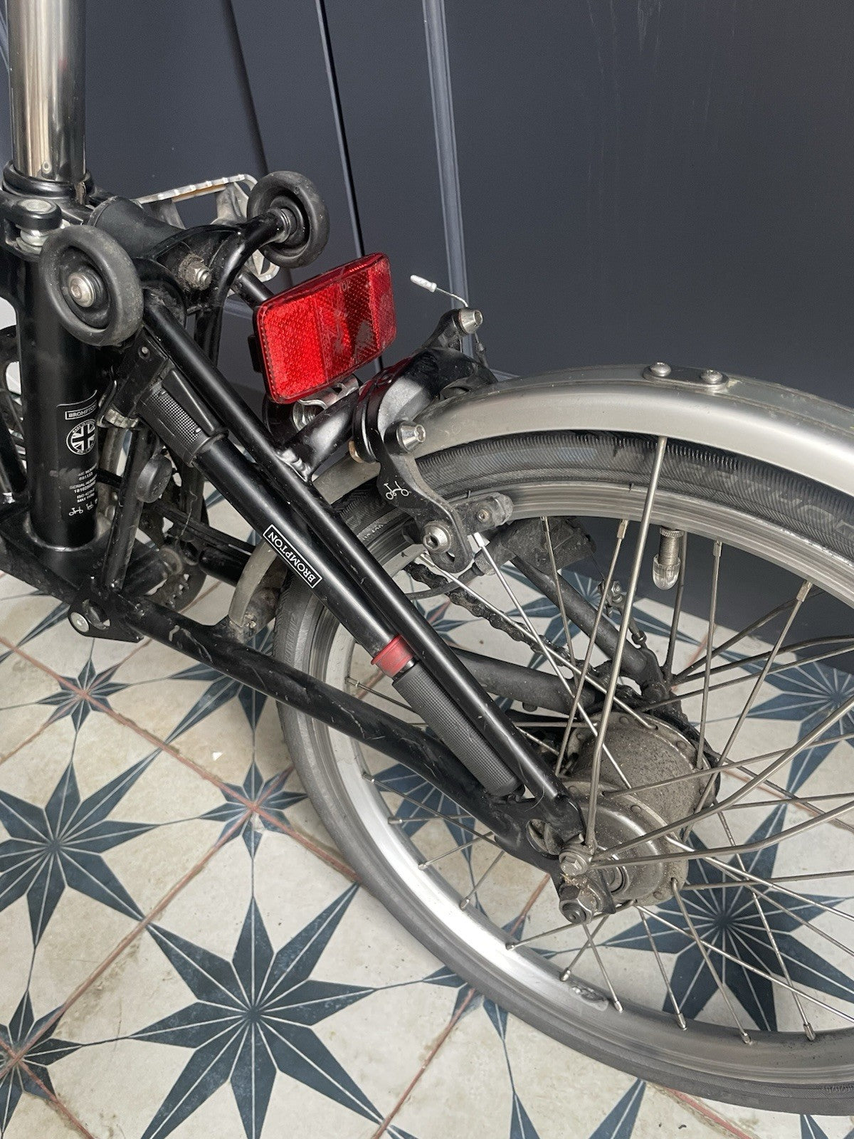 Brompton 16in Folding Bike 3 Speed Black/Silver Flat Bar Mudguards Reflectors