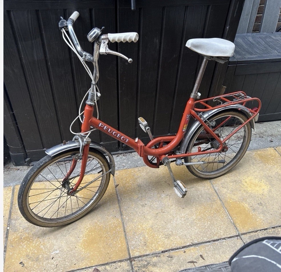Peugeot Vintage Folding Bike Coral/Orange Frame