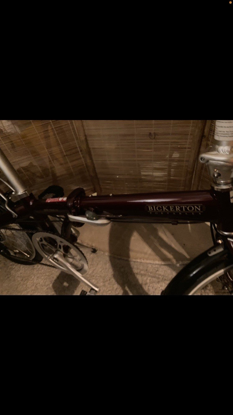 Bickerton junction 1707 folding bicycle, red, 7 gears, gel saddle and bag
