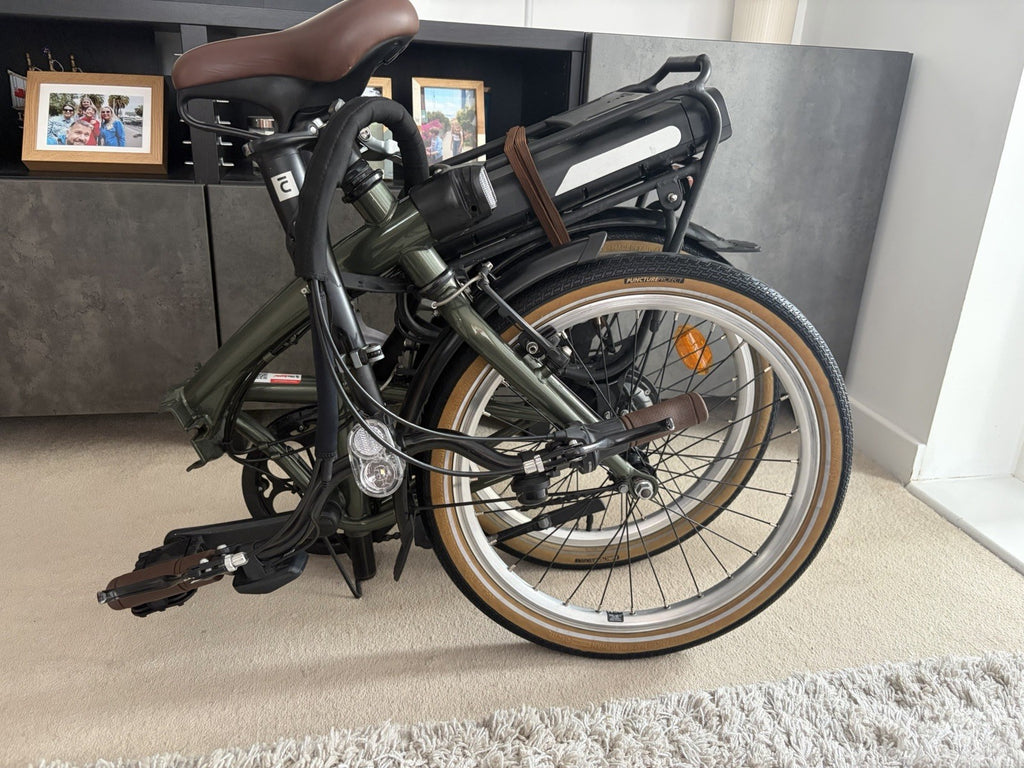 B’TWIN E-FOLD 500-GREEN FOLDING BICYCLE 20" WITH FRONT BAG