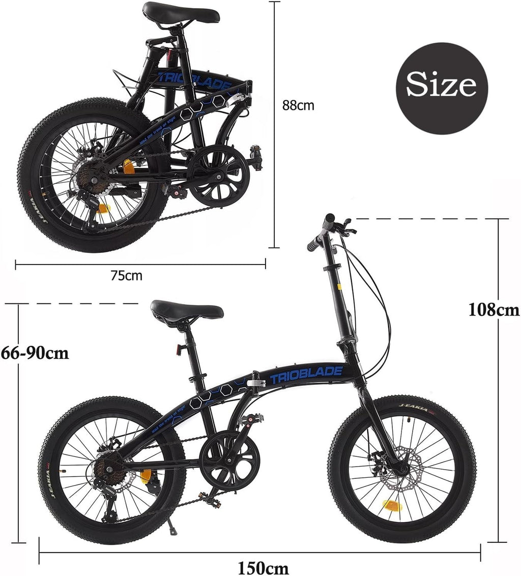 20" Folding Bike Lightweight 7-Speed Shimano Disc Brake Commuter