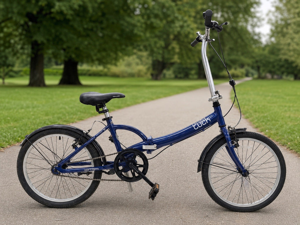 Apollo Tuck Folding Bike 20in Blue 1-Speed V-Brake Kickstand