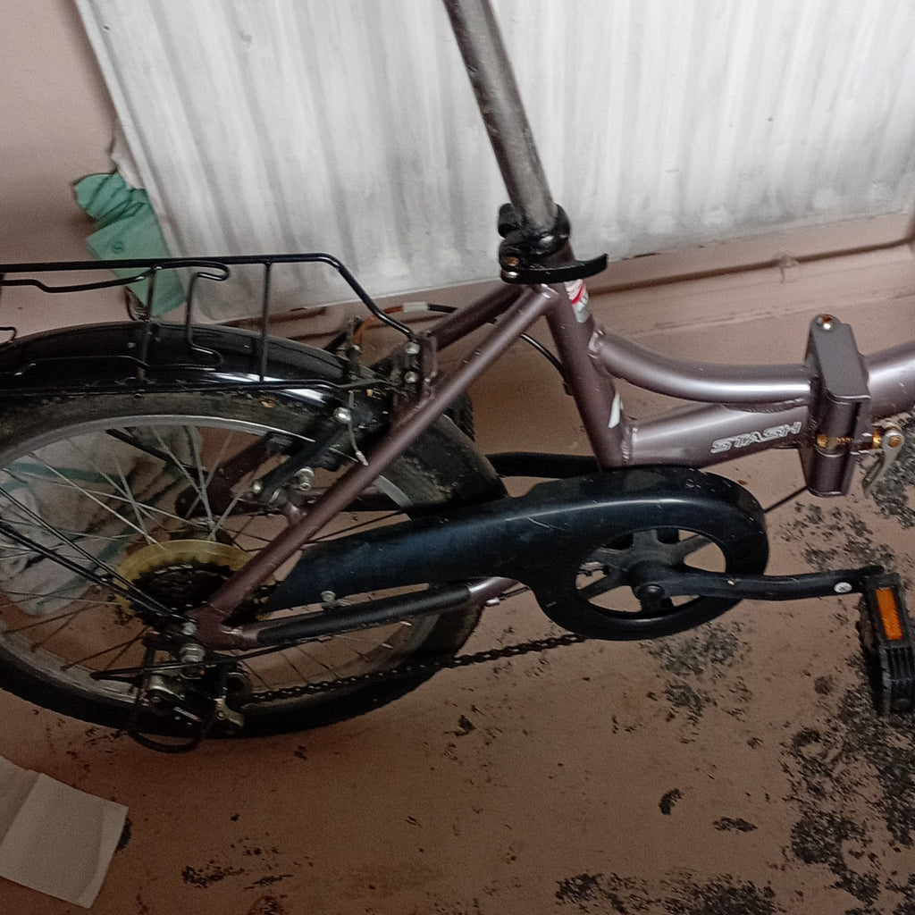 Raleigh 20in Folding Bike Purple/Black V-Brakes Rear Rack Mudguards Chain Guard