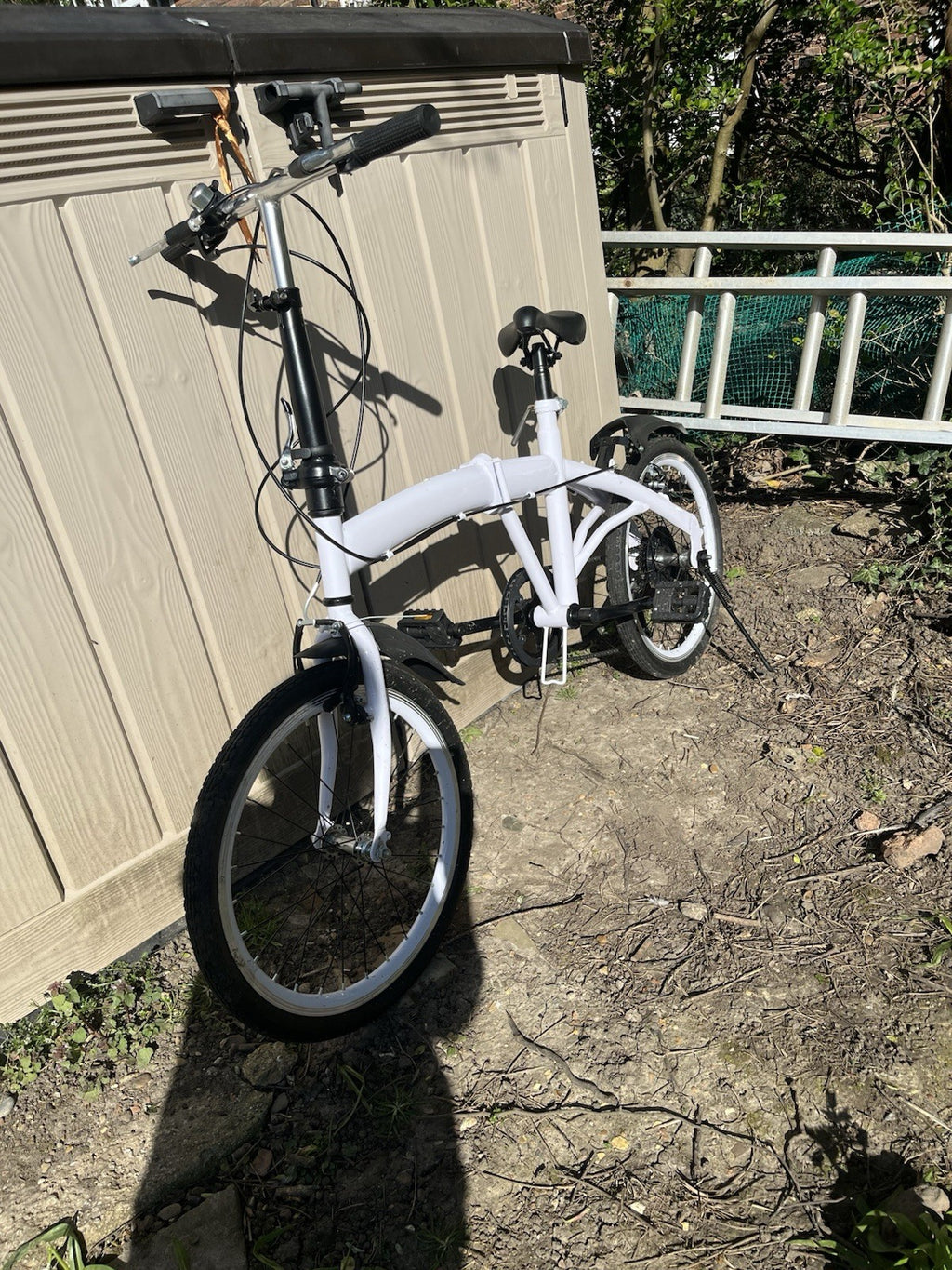 20 inch Unisex Folding Bike Adult City Bike 7 Speed Disc Brakes Bicycle White