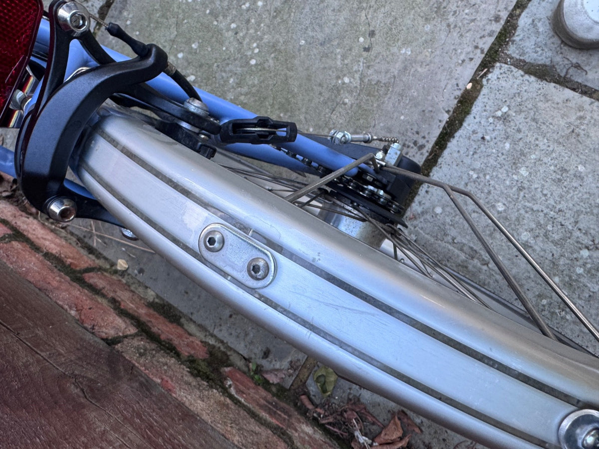 Brompton M3L Folding Bike Mid Bar Powder Blue with Unused (£150) L Borough Bag.