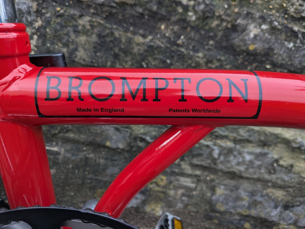 Brompton Folding Bike 6-Speed, Red, Brooks Saddle, Dynamo Lights, Back Rack