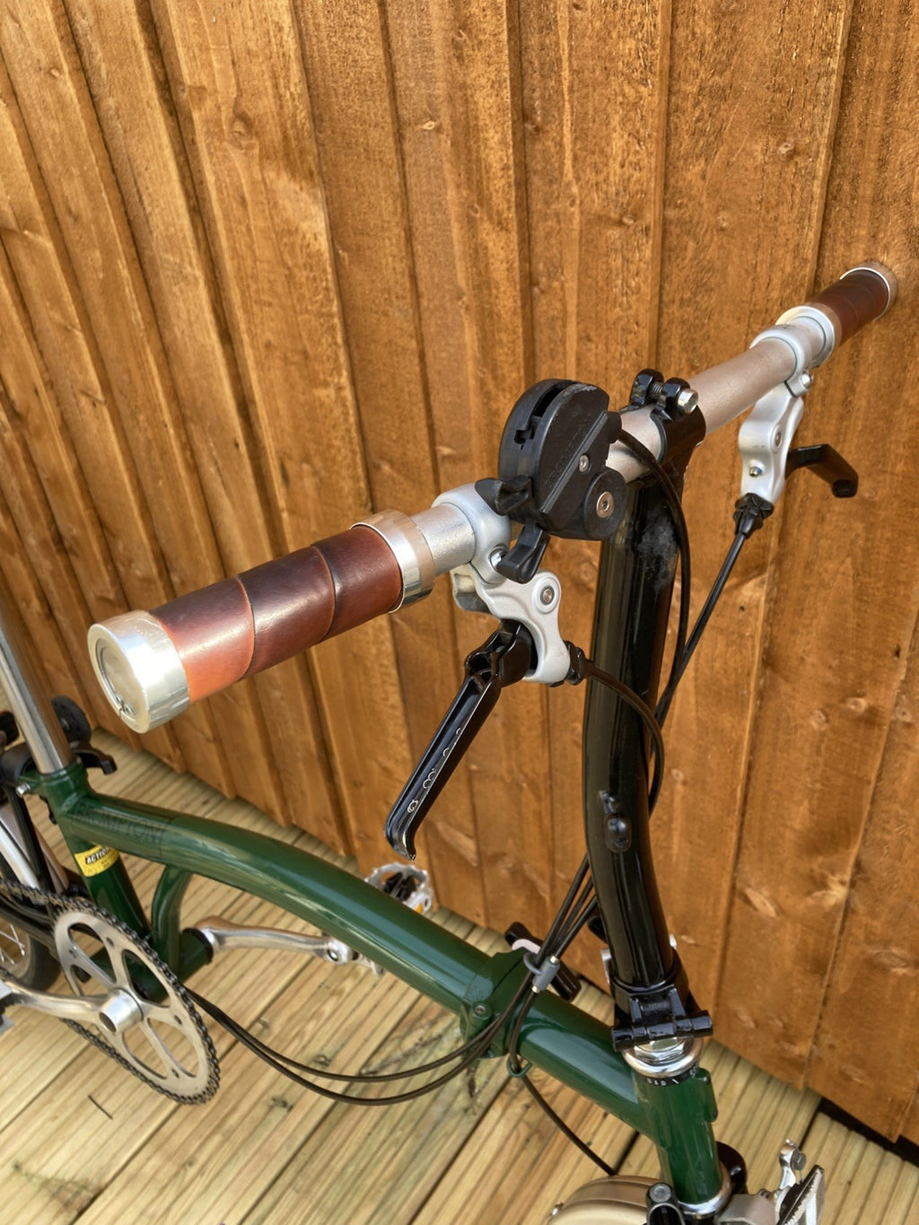 Brompton Racing Green Folding Bike 3 Speed + Brooks Saddle + Brooks Grips