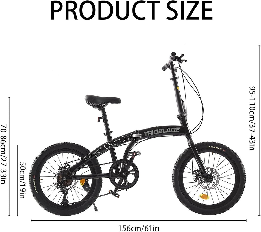 20” Folding Bike Lightweight Aluminum Frame 7-Speed Shimano Disc Brakes