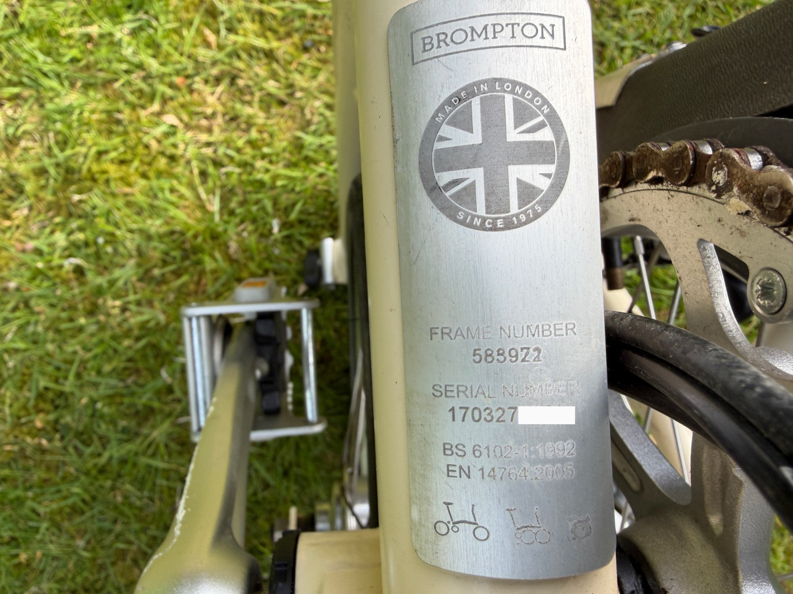 Brompton S6R Folding Bike 6 Speed Ivory Cream with Rack & Brooks Saddle