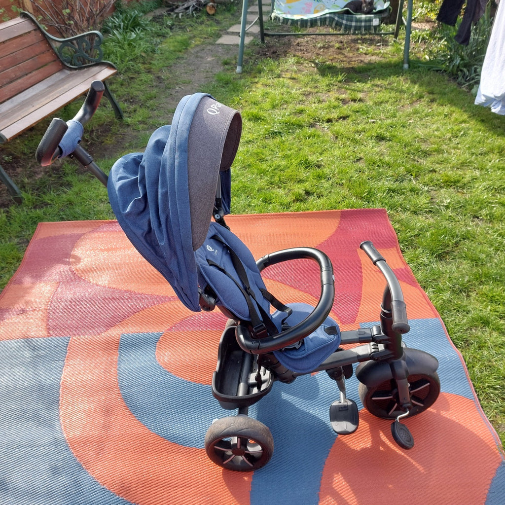 QPlay Rito Star Folding Trike Bike, Blue, With Sun Canopy
