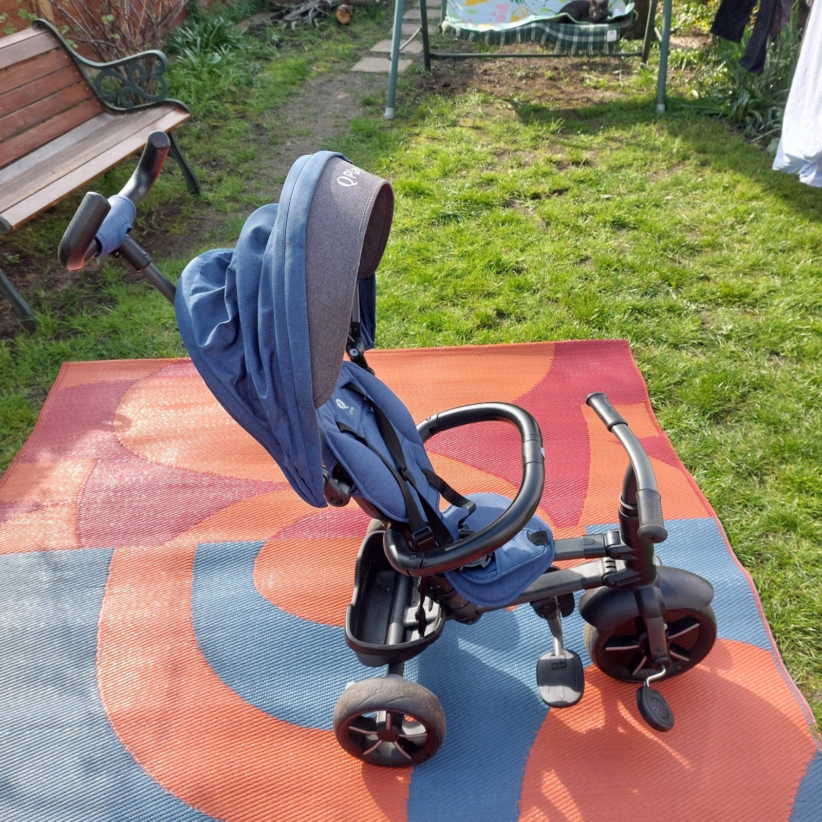 QPlay Rito Star Folding Trike Bike, Blue, With Sun Canopy