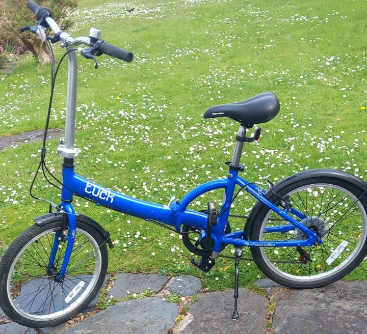 Two  x     Apollo tuck Blue Folding Bikes  20in Wheels Steel Frame V-Brake