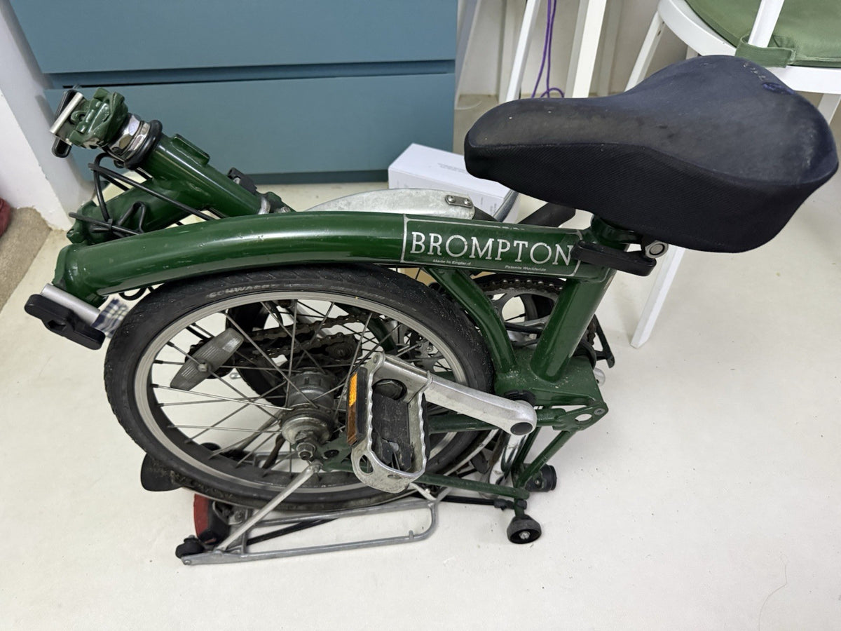 Brompton M3R Folding Bike Green, Mudguards & Rear Rack, Side Pull Caliper