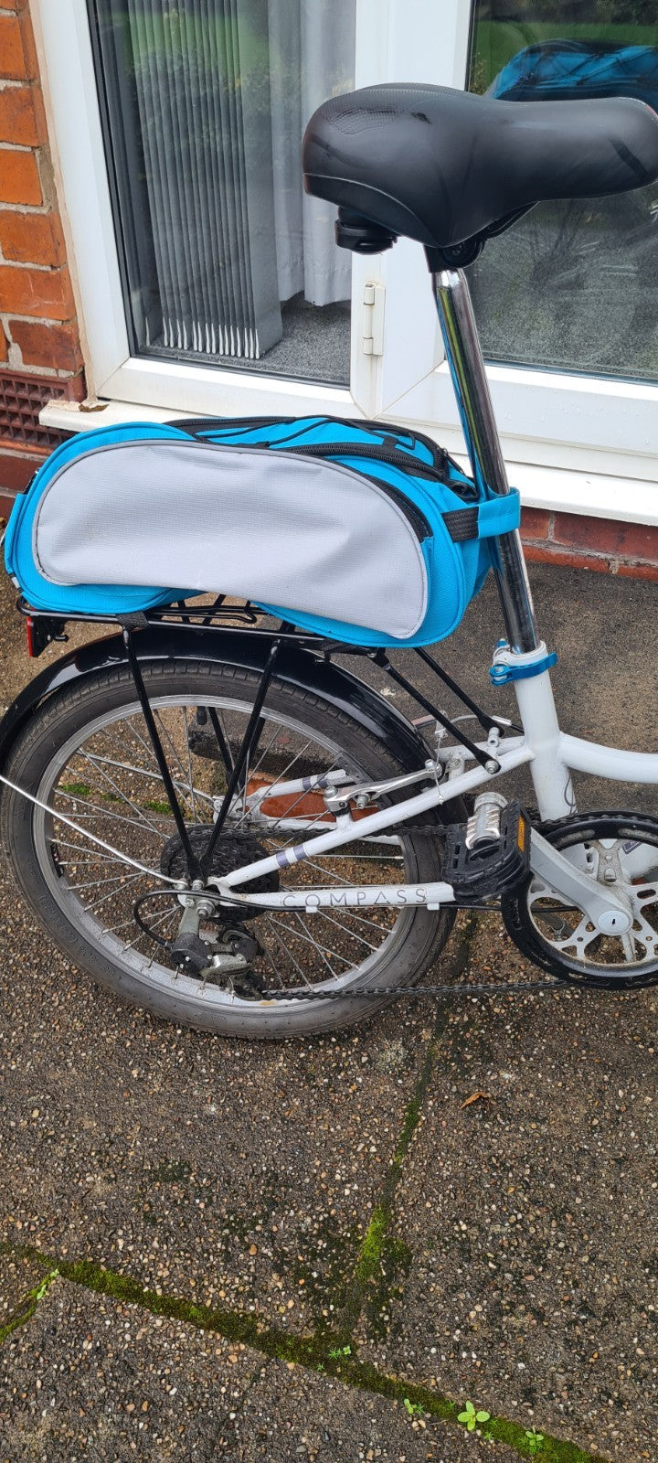 Compass 20in Folding Bike Blue/Silver 6-Speed Rear Rack Mudguards Kickstand
