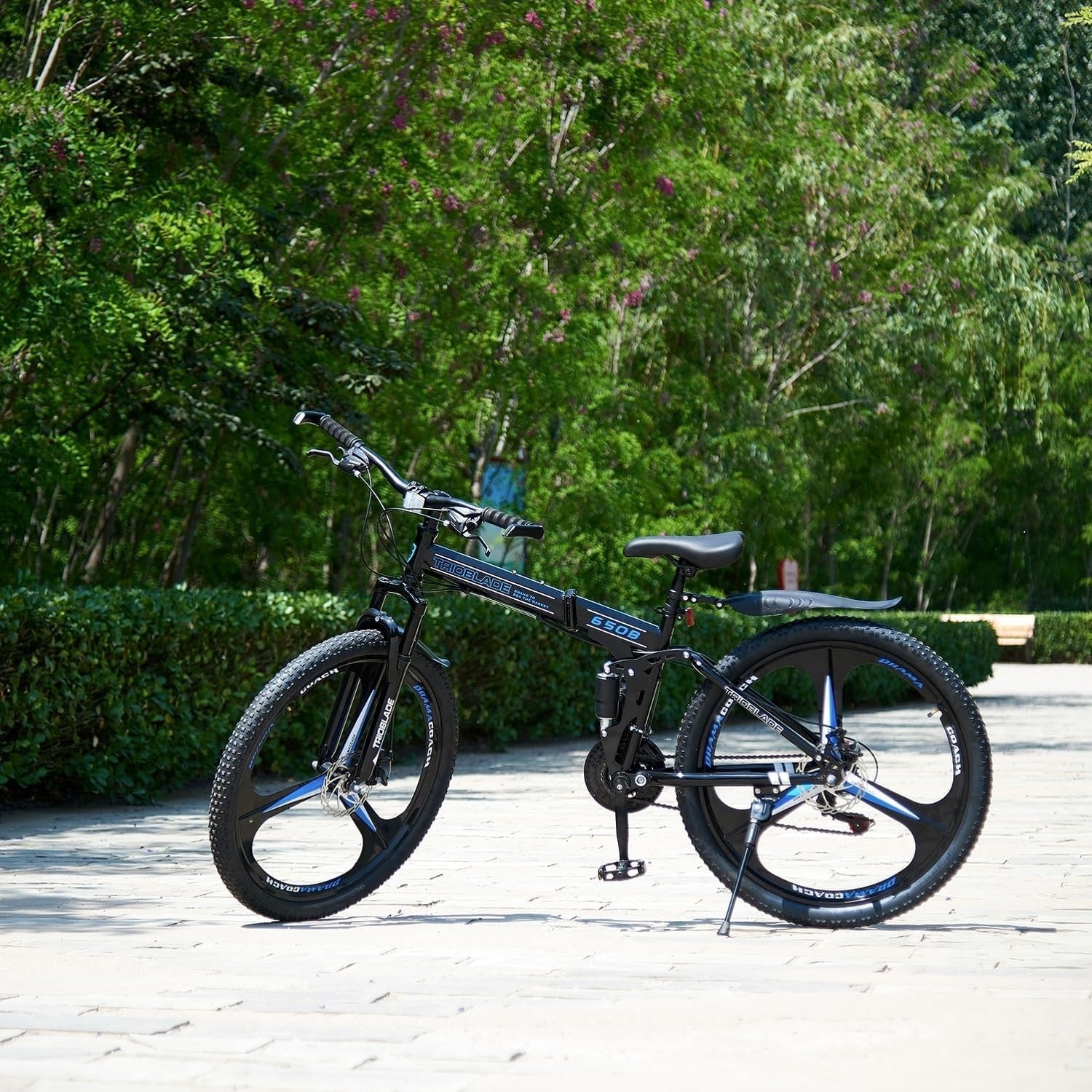 Folding 27.5" Mountain Bike 21 Speed Dual Suspension Men Women MTB