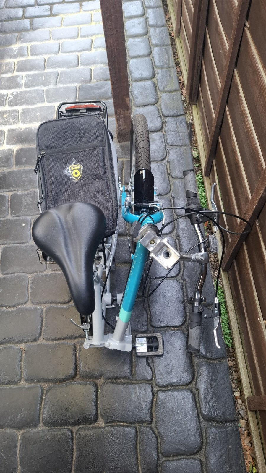 Compass 20in Folding Bike Blue/White/Black Rear Rack & Mudguards