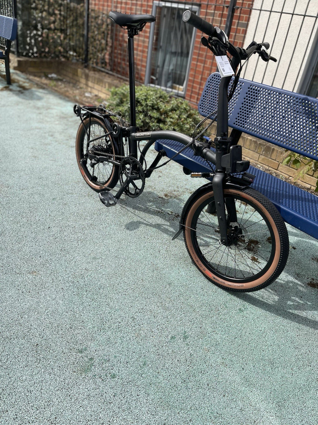 Brompton Folding Bike Black 20 in Mechanical Disc Brakes Mudguards Flat Bar