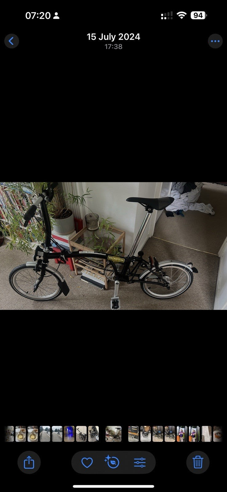 Brompton Bycle Folding Bike C-Line 3 Speed Gear Shift and interlocking bag