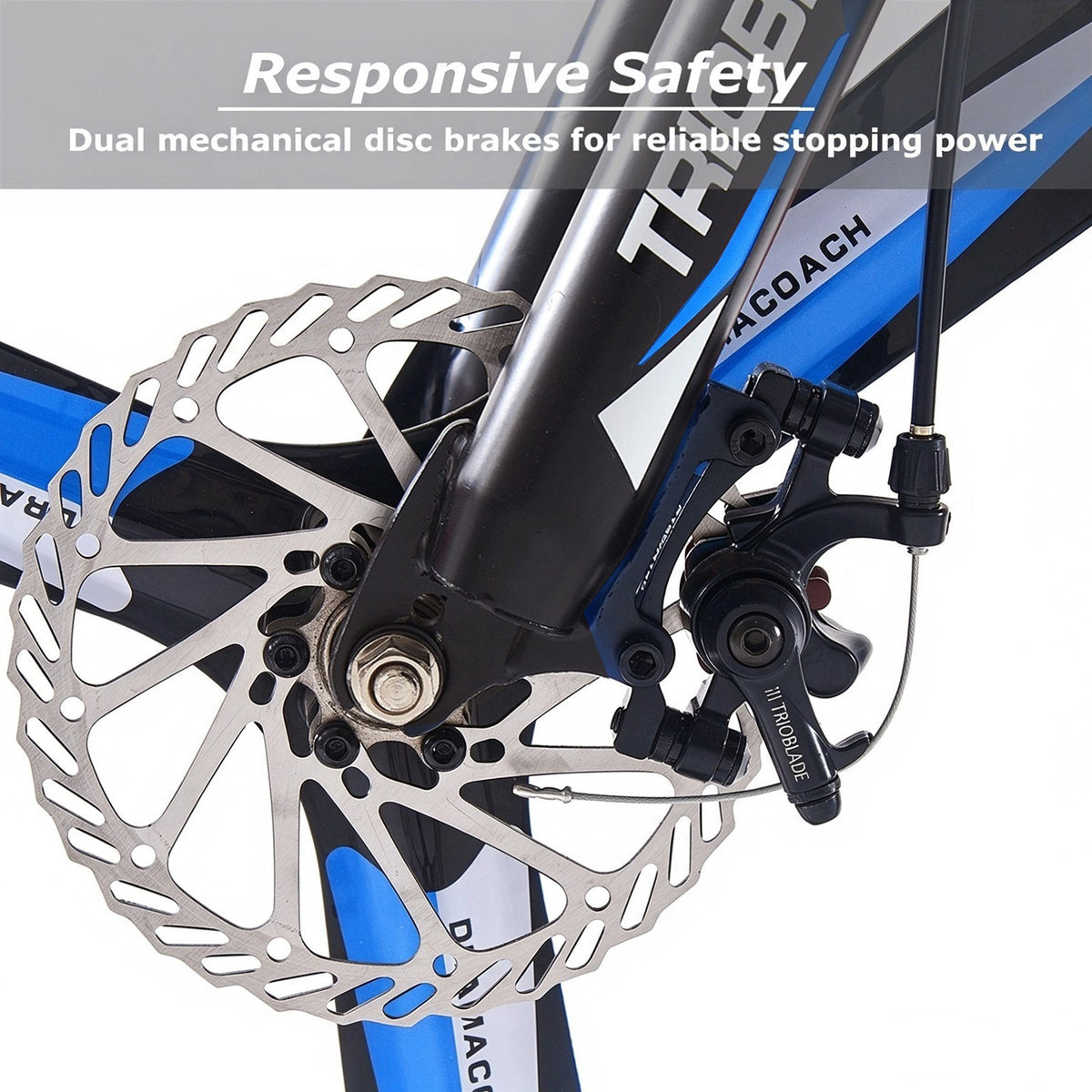 27.5'' Foldable Mountain Bike 21 Speed Full Suspension Bicycle Adult Cycle Blue