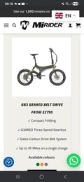 MiRider 20 GB3 Geared Belt Drive Foldable  Bike