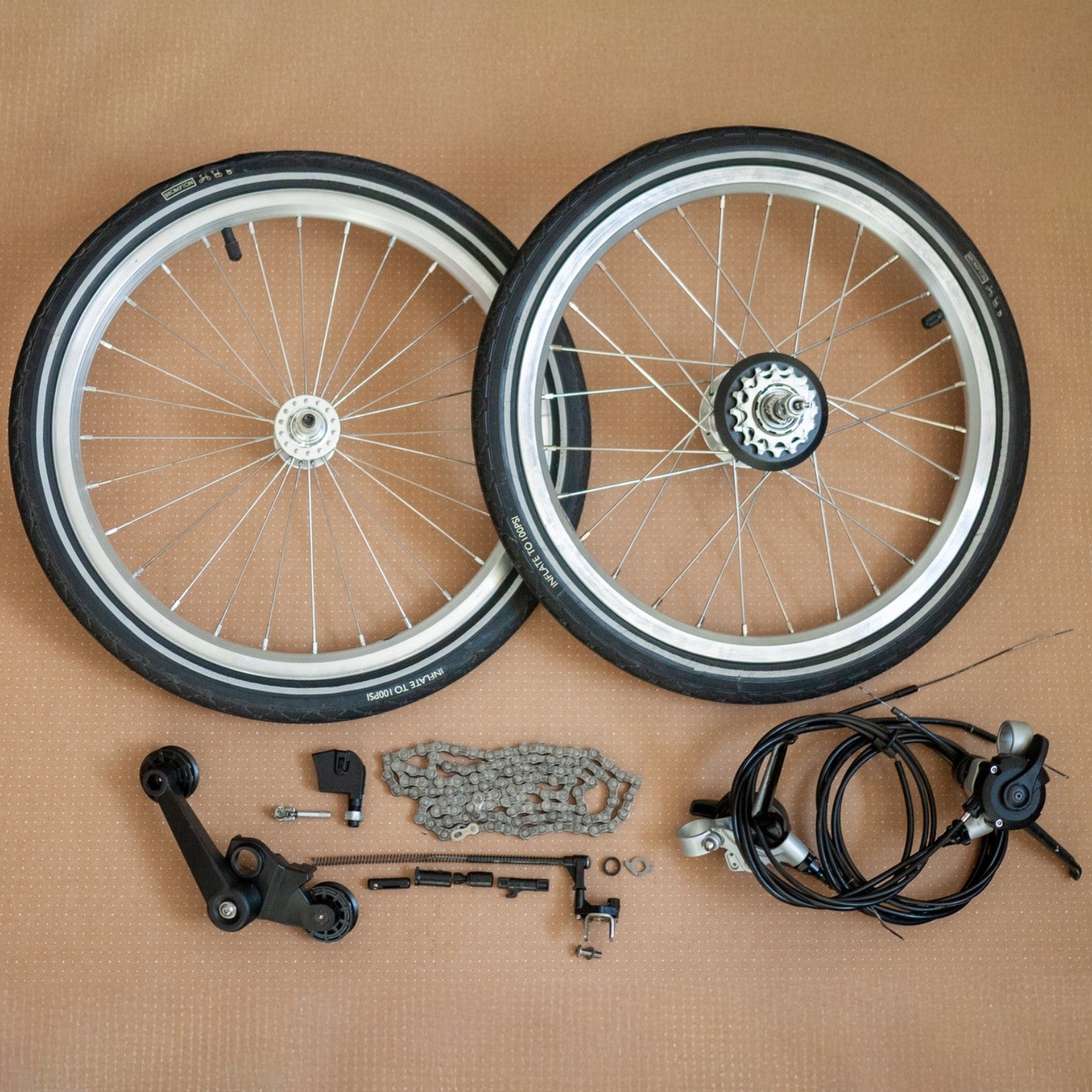 Brompton Folding Bike Superlight Wheelset 6 Speed Wide Ratio Integrated Shifter