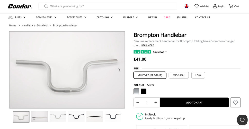 Brompton Seatpost Pentaclip Mid Bar Low Bar S M Handle Bar Bundle