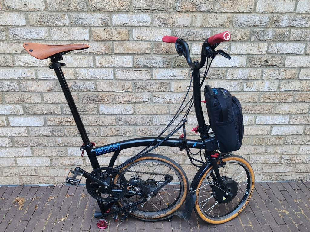 Brompton Elec M6L 6 Speed Folding Black Custom Schwalbe Kojak Tanwall