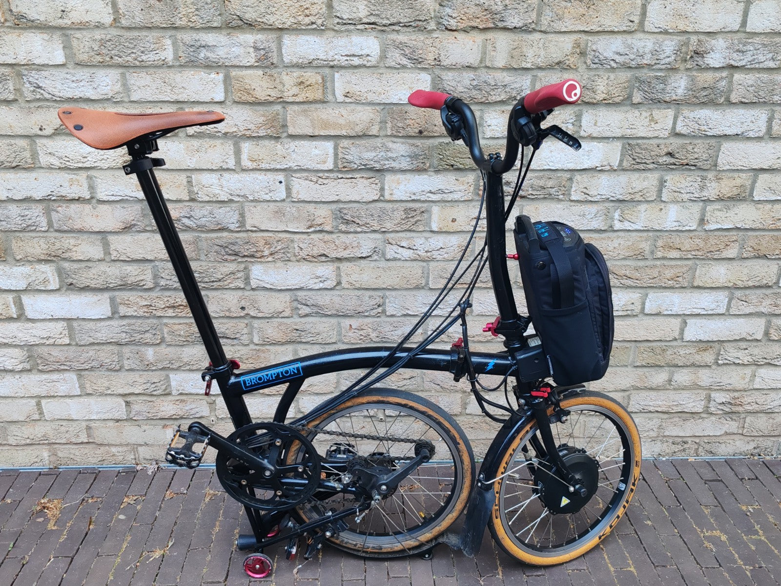Brompton Elec M6L 6 Speed Folding Black Custom Schwalbe Kojak Tanwall