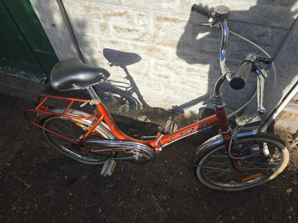 Cinzia Vintage Folding Bicycle Orange Frame Made In Italy 1980s Used Condition