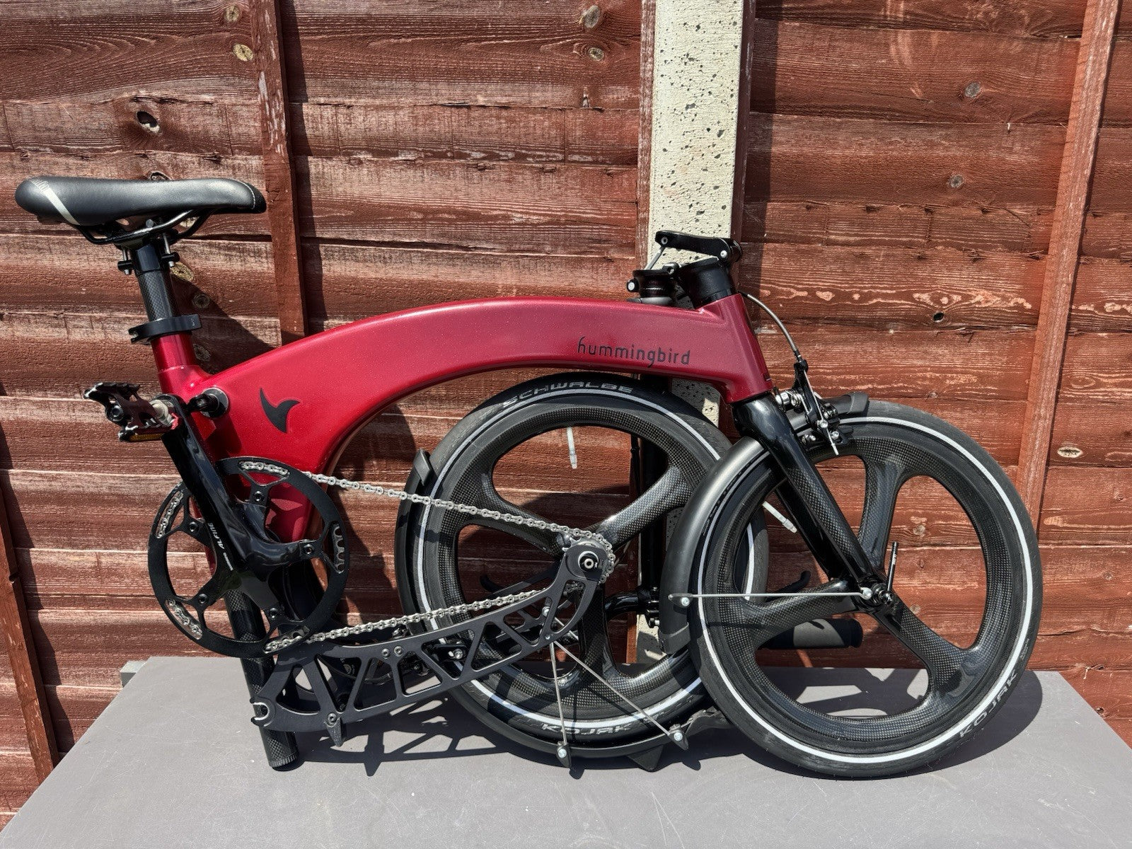 Hummingbird Prodrive Folding Bike Carbon Tri-Spokes mint condition+£174 CarryBag