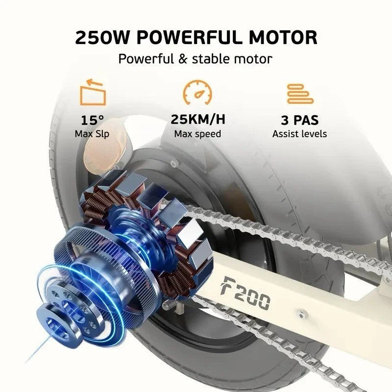 14" Portable Commuter Bike 50km range 36V 7.8A Folding City Bike Full Disc-F200R