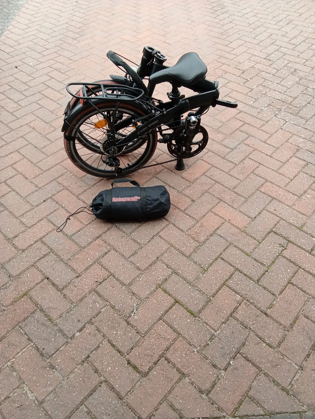 Ecosmo Folding Bike 20in Black 7-Speed Rear Rack Mudguards Kickstand