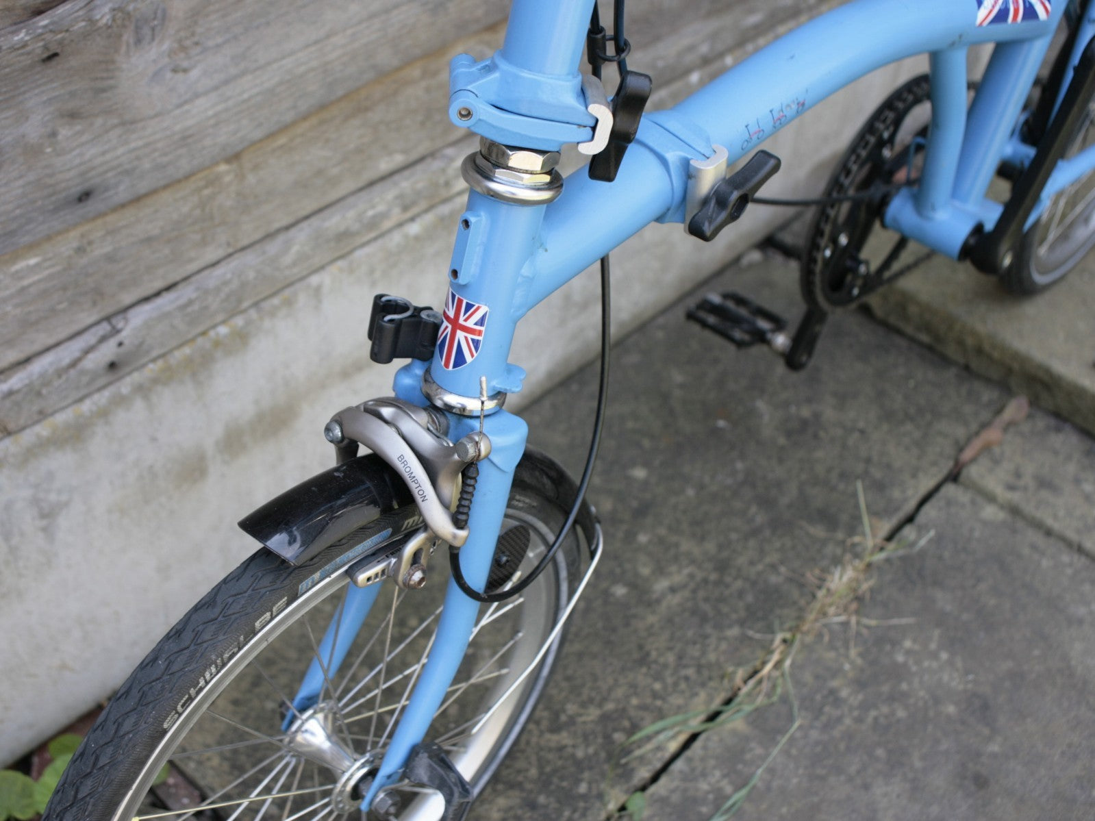 Brompton Blue / black, Union jack 1/ 2 speed folding bicycle, new parts restored