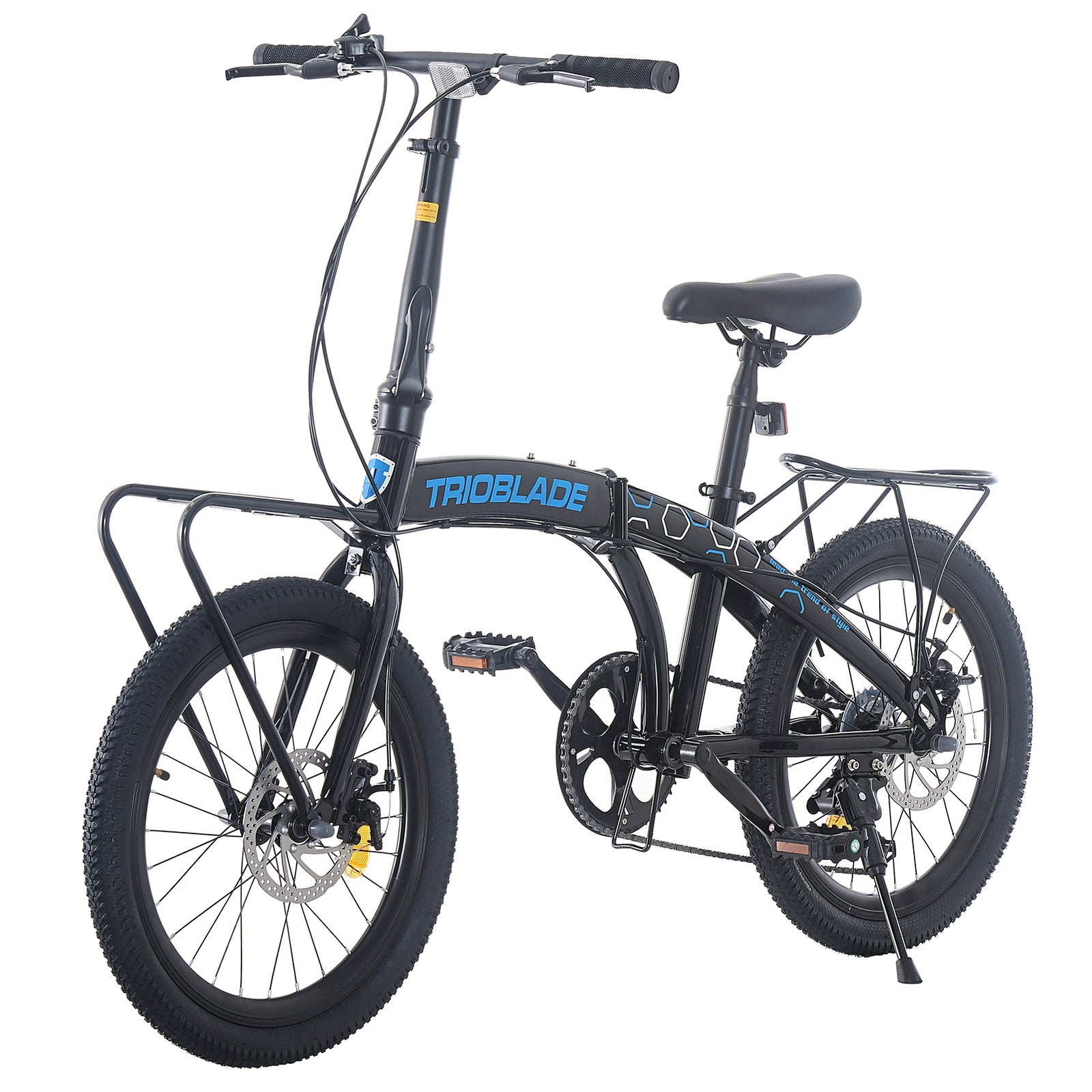 Folding Bicycle 20 Inch Bikes for Adults 7-Speed Variable City Bicycle with Rack