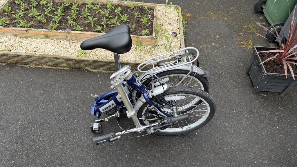 Ammaco Pakka Compact 20 Inch Wheel Folding Shopper Camping Bike 6 Speed Blue