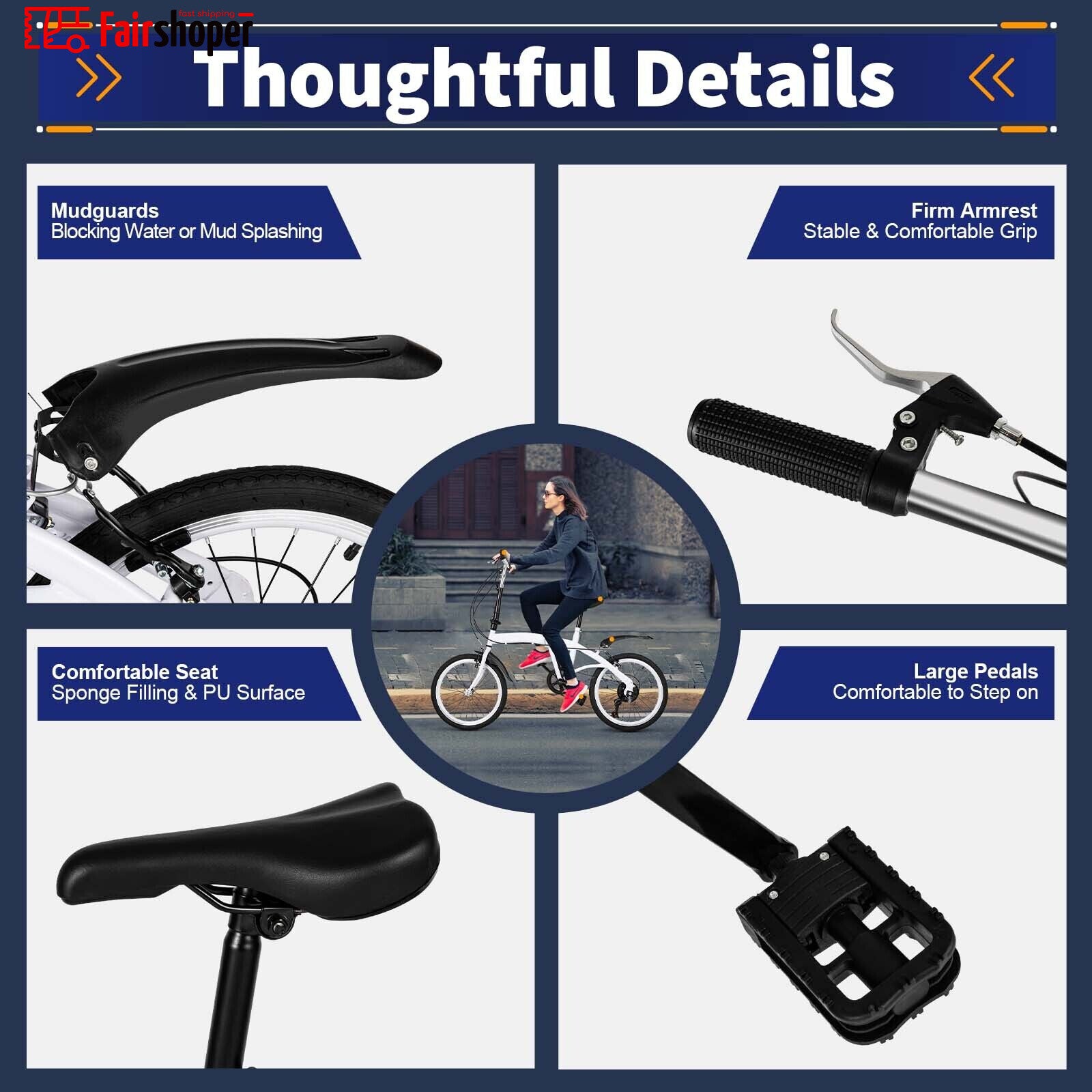 20" Folding Bike Adults Bicycle Lightweight Alloy Bicycle Folding City Bike UK