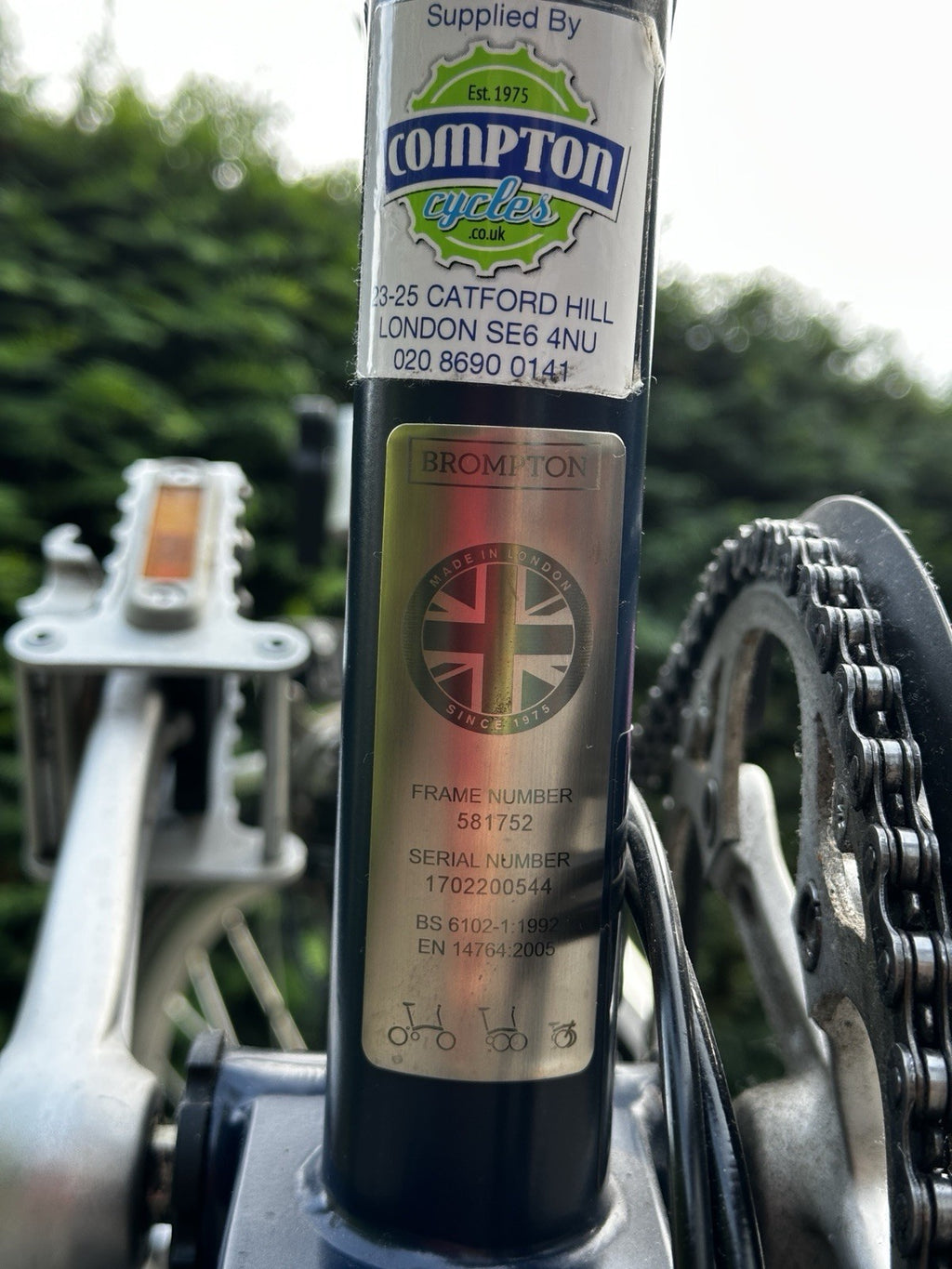 Brompton S3RU Folding Bike 3-speed, Navy Leather Saddle Excellent Condition