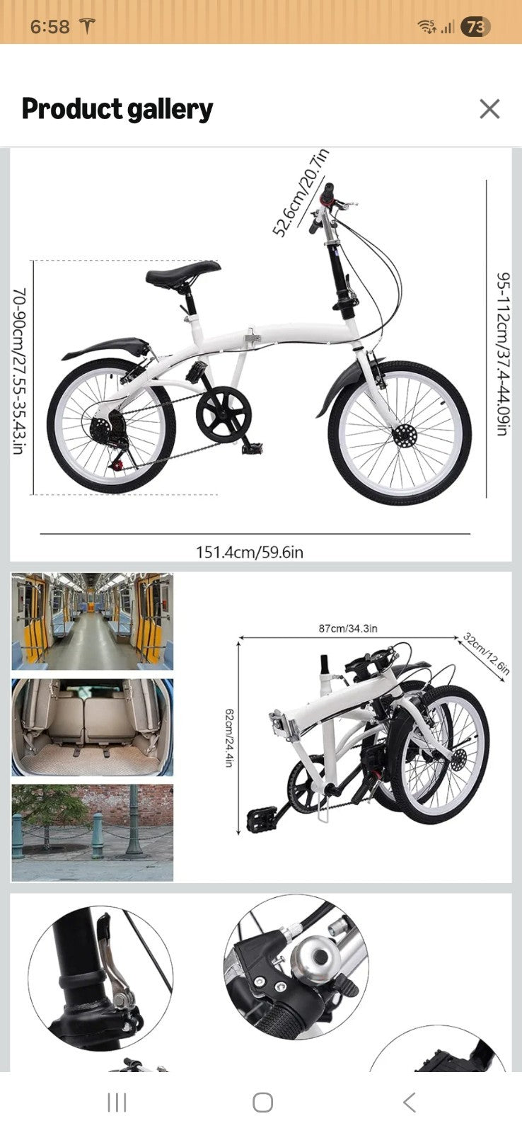 TRIOBLADE  20 Inch Adult Folding Bike 7 Speed Compact City Commuter