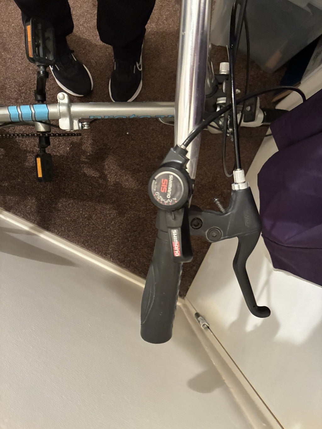 Proteam 20in Folding Bike 5 Speed Silver/Blue Rear Rack Kickstand