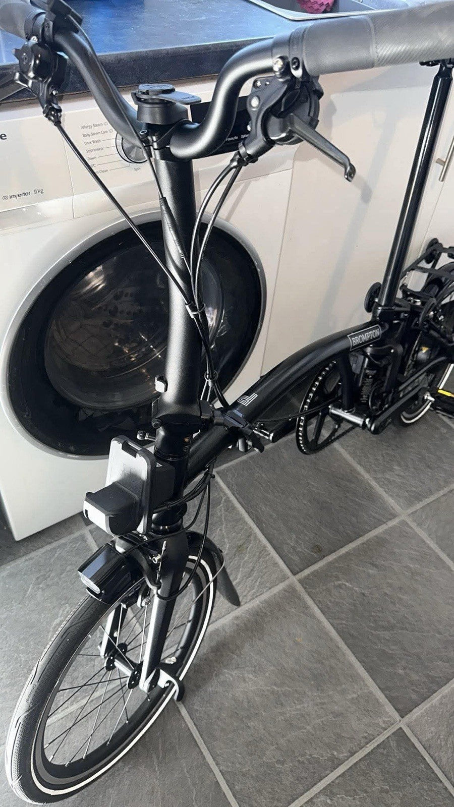Brompton C Line 6 Speed Folding Bike 16in, Black, Rear Rack, Mudguards