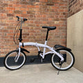 White adult 20 inch folding bike, compact, carbon steel frame, adjustable height