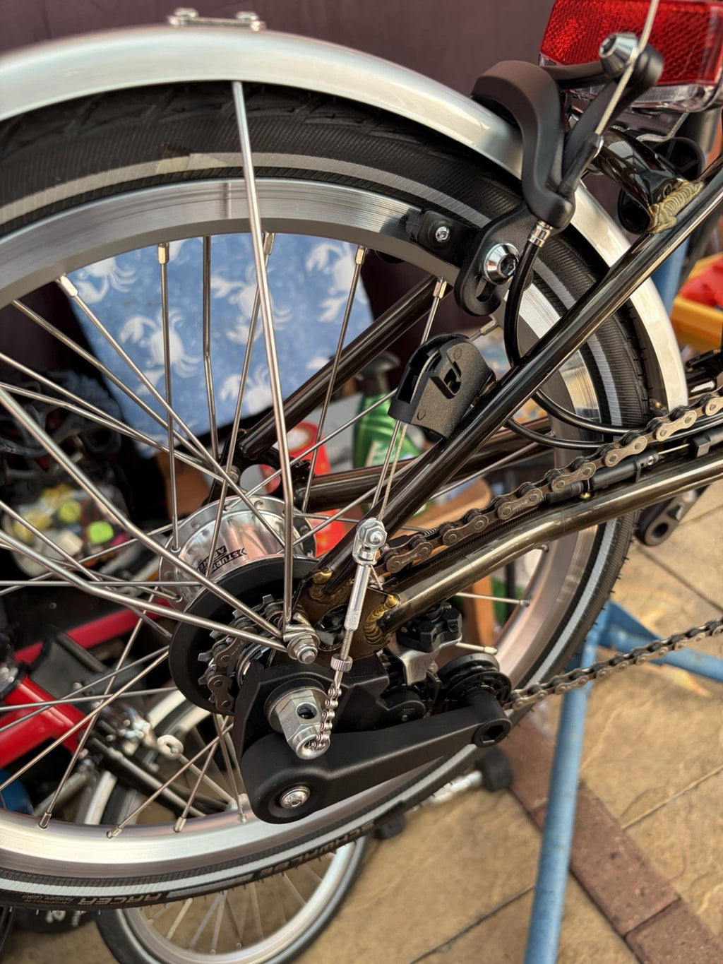 Brompton Folding Bike 16 in black lacquer with Mudguards & Reflectors