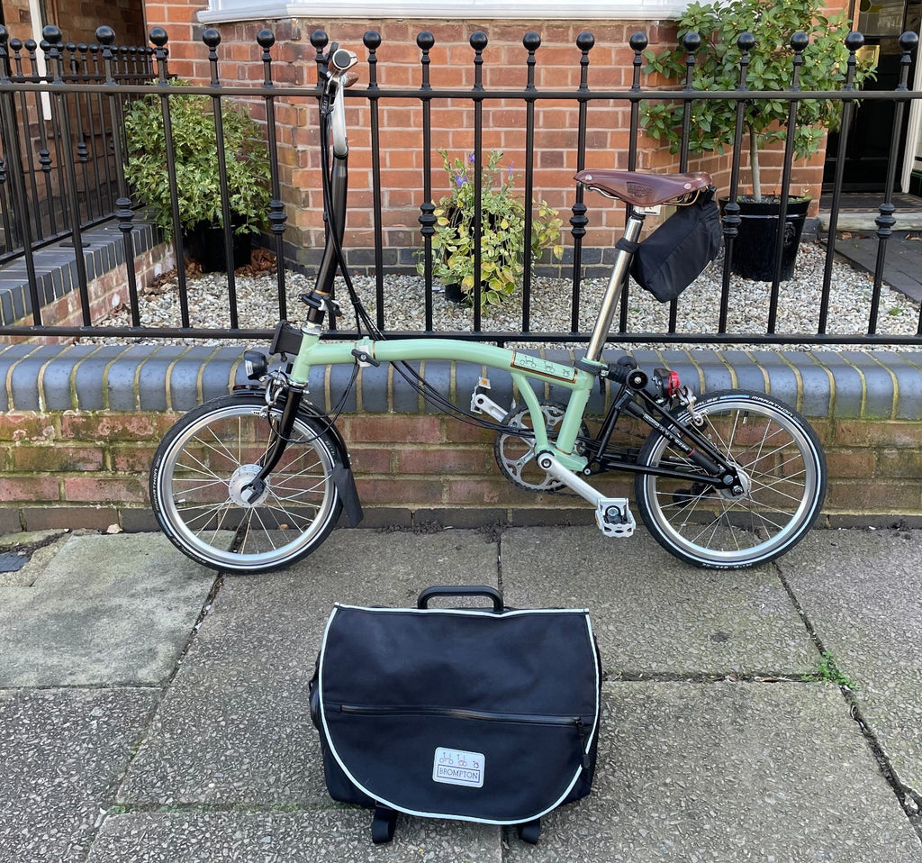 BROMPTON 6-SPEED H-TYPE CUSTOM URBAN TOURER, SAGE GREEN with BLACK EXTREMITIES