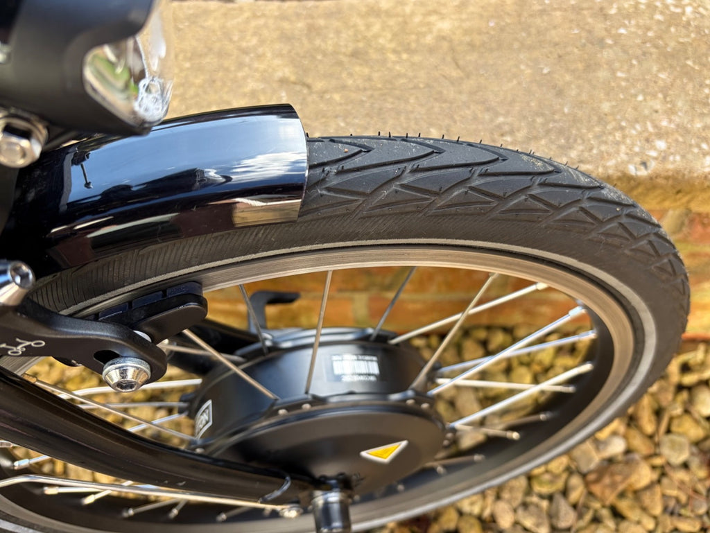 Brompton Elec Folding Bike 6 Speed - Blue Frame & Rear Rack